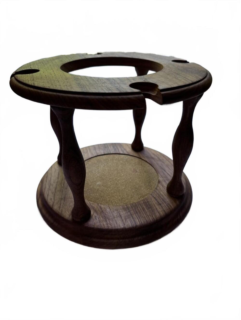 VTG Goodwood Genuine Teak Wood Wine Bottle Stand Holder & Glass Caddy MCM